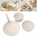 3PCS Frying Pan Set Detachable Handle Flat Bottom Pan Kitchen Cookware Sets Induction Cooker Gas Stove