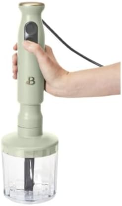 Beautiful 2-Speed Immersion Blender that includes a Chopper &amp Measuring Cup by Drew Barrymore (Sage Green)