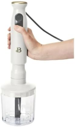 Beautiful 2-Speed Immersion Blender that includes a Chopper &amp Measuring Cup by Drew Barrymore (White Icin g)