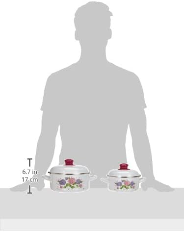 GSW Hydrangea 5-Piece Saucepan Set Steel Enamel Plastic White