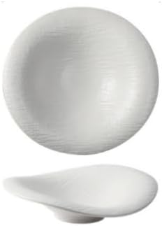 Ceramic Dinnerware Set Stone Textured Cloud and Snowflake Design Irregular Shape White Includes Plates and Bowls for Salads Desserts Pasta (White 10 inches)