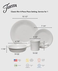 Fiesta 4-Piece Dinnerware Place Setting Turquoise