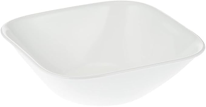 Corelle Vitrelle 18-Piece Service for 6 Square Dinnerware Set Triple Layer Glass and Chip Resistant Lightweight Square Plates and Bowls Set Pure White