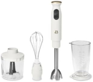 Beautiful 2-Speed Immersion Blender that includes a Chopper &amp Measuring Cup by Drew Barrymore (White Icin g)