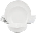 Gibson Home 148493.12 Aspen Drift Organic Round Ceramic Dinnerware Set in White - 12 Piece