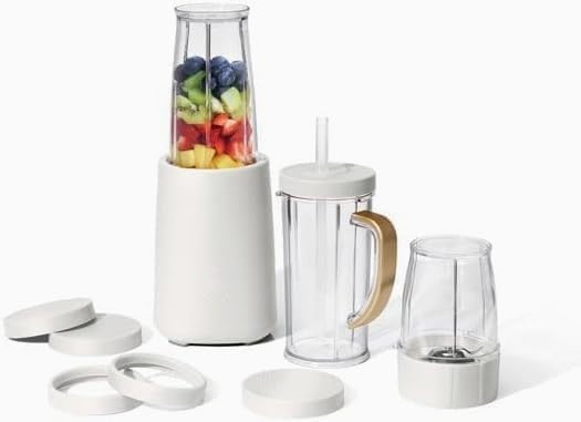 Personal Blender 12-Piece Set 240W Power BPA-Free Dishwasher Safe with Travel Cup and Grinding Blade (White Icing)