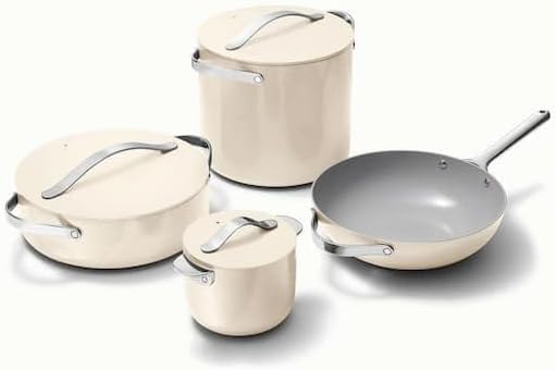 For 8-Piece Ceramic Nonstick Cookware Set in Cream