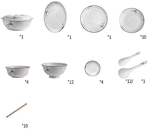 Dinnerware Set Nordic Light Luxury Phnom Penh Soup Pot/Plates Ceramic Plates and Sets for Restaurant and Wedding Gifts/Bone China Dinner Set (A)