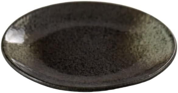 Ebros Gift Artistic Charcoal Grey Tone Hakumu Porcelain Collection Dinnerware Serveware Kitchenware Set Asian Japanese Restaurant Supply (Pack Of 5 Round Appetizer Salad Plates 6 D)