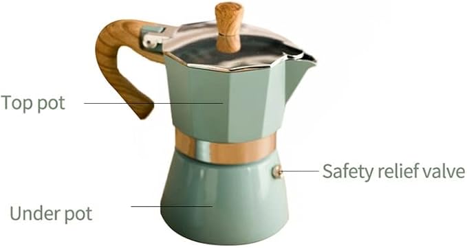 Household Aluminum Coffee Maker Espresso Mocha Lake Green Filter