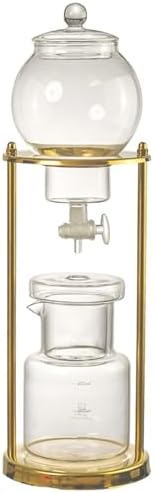 Cold Brew Drip Tower Ice Cold Brew Dripper Coffee Tower 600ml Cold Brew Drip Coffee Maker Adjustable Valve Reusable Stainless Steel Stand DIY Ice Coffee Brew Tower for Coffee and Tea
