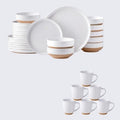 AmorArc Ceramic Dinnerware Sets for 8 30Pieces Handpainted Plates and Bowls Set with Rustic Terracotta Underside Scratch Resistant Stoneware Dishes Set Dishwasher &amp Microwave Safe