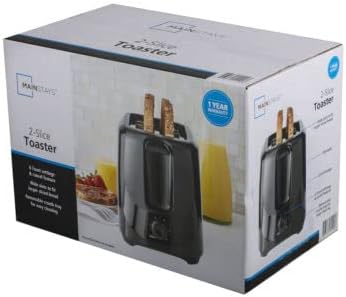 VA Mainstays 2-Slice Toaster with 6 Shade Settings and Removable Crumb Tray Black 9.80 x 5.75 6.50 Inches