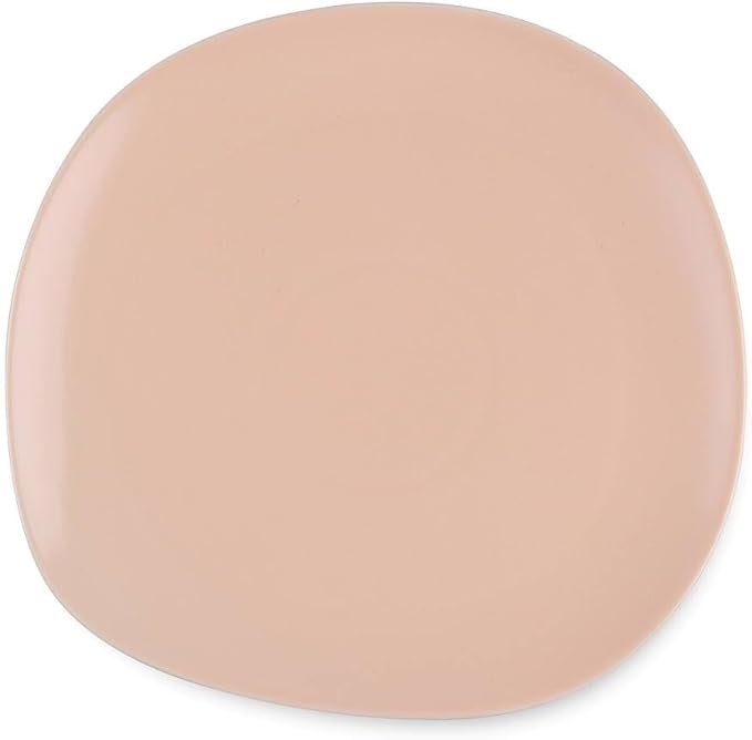 Minimalistic 6 Pieces Organic Shaped Dinner Plates Porcelain Dinnerware Set | Pretty Pastel orange Color Solid Design Dishwasher Microwave Safe Mix &amp Match Set