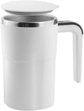 Automatic Stir Coffee g with Temperature Display – Rechargeable Self- Lid Stainless Steel Ideal for Milk and Beverages (White)