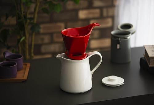 Zero Japan - Bee House Pour Over Coffee Dripper - Lead-Free &amp Cadmium-Free Ceramic Coffee Maker with Elegant Peek Hole Drip Cone Brewer Coffee Gifts Brewing Accessories - Tomato Standar Size
