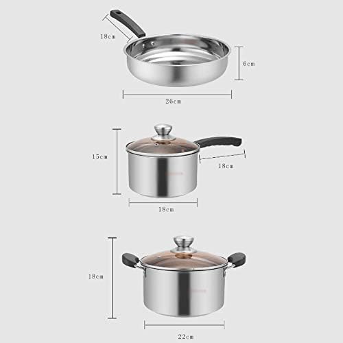 Cookware 3pcs/Set Stainless Steel Pot Soup Pot Nonmagnetic Cooking Multi Purpose Cookware Non Stick Pan Cooker Pot