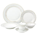 24 Piece Gold Border Porcelain Dinnerware Set-Service for 4-Carlotta-Mix and Match