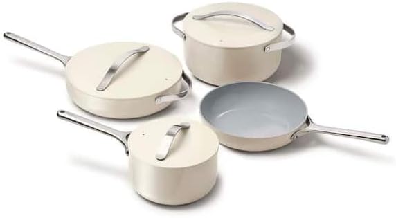 For 9-Piece Ceramic Nonstick Cookware Set in Cream
