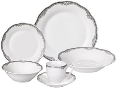 Porcelain Wavy Edge Dinnerware Set 24 Piece Service for 4 by Lorren Home Trends: Elizabeth Design
