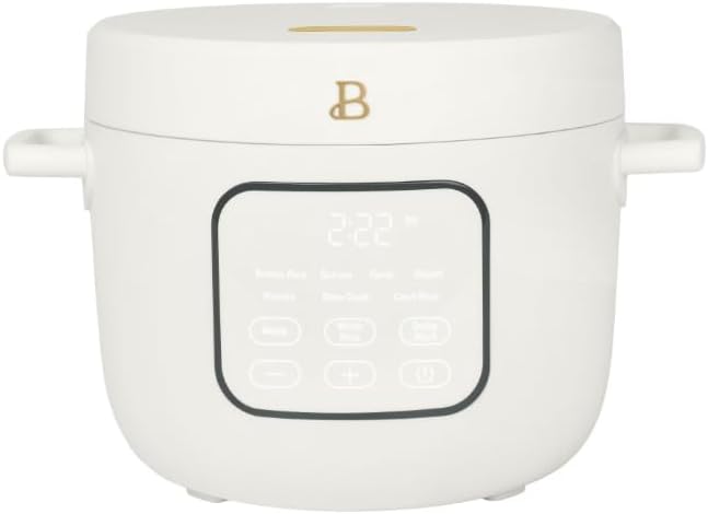 14-Cup Electric Rice and Grain Cooker by Drew Barrymore Ceramic Nonstick Coating | Large Rice Cooker for Rice Grains &amp Healthy Meals White Icing
