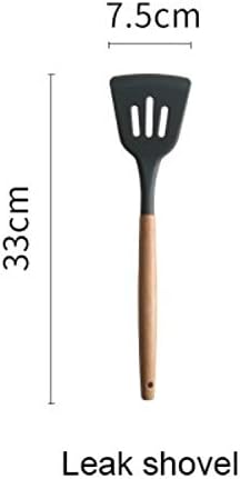 Silicone Wood Handle Spatula Heat-Resistant Soup Spoon Non-Stick Special Cooking Shovel Kitchen Tools Leak Shovel Cookware Set Cookware Picnic Boiler Cookware