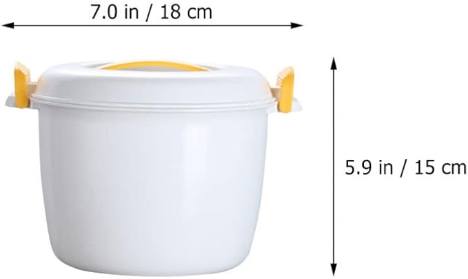 Luxshiny Microwave Rice Cooker 2-Cup Portable Rice Container Food Steamer for Home Cooking Soups Stews Pasta Compact Yellow Kitchen Appliance