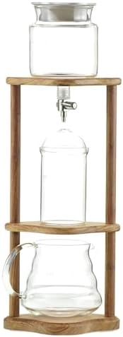 Cold Brew Drip Tower Cold Brew Drip Tower Iced Coffee Maker with Adjustable Drip Speed Valve Wooden Bracket for Home Office - Portable Coffee Dripper
