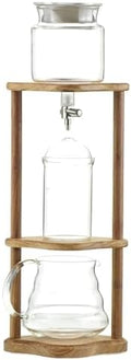 Cold Brew Drip Tower Cold Brew Drip Tower Iced Coffee Maker with Adjustable Drip Speed Valve Wooden Bracket for Home Office - Portable Coffee Dripper