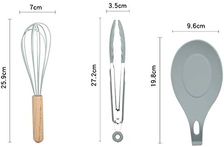 12-Piece Silicone Wood Handle Heat-Resistant Cooking Cutlery Set - Grey