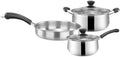 3pcs/set Stainless Steel Cookware Set Milk Pot Kit Induction Cooker Cooking Pan for Home Flat Bottom Frying Pan Soup Kitchen (B)