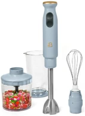 Beautiful 2-Speed Immersion Blender that includes a Chopper &amp Measuring Cup by Drew Barrymore (Cornflower Blue)