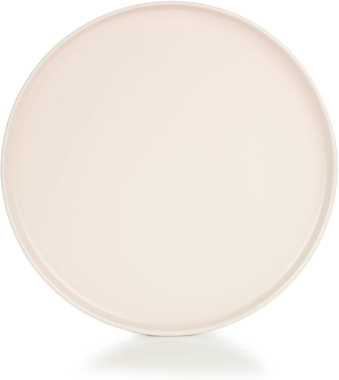 Everything Kitchens Modern Flat Dinnerware Collection (Soft Pink &amp Stone Gray 8-Piece Dinner Plate Set)