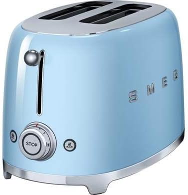 Smeg Retro 2 Slice Toaster with Removable Crumb Tray Pastel Blue (Renewed)