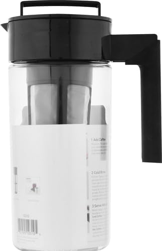 Takeya Tritan Cold Brew Coffee Maker - Airtight Pitcher with Leak-Free Lid - BPA-Free Cold Brew Maker with Silicone Handle - Dishwasher-Safe Pitcher for Homemade-Cold-Brew - 1 QuartBlack(Pack of 4)