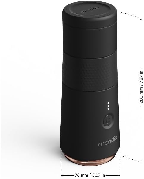 Arcadia Go Rechargeable Portable Turkish Coffee Maker – USB-C Powered Compact &amp Cordless Ideal for Outdoors Travel Camping Office &amp Home Brewing (Night Black)