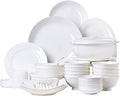 Dinnerware Sets - Luxury Gift Dishes Service Set Pure White Dinnerware Set Bone China Dishes and Dishes Set Ceramic Soup Bowl Dishwasher Microwave Safe for 10 People