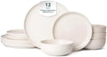 12-Piece Stoneware Dinnerware Set Microwave &amp Dishwasher Safe Non-Toxic Stackable Matte Glaze Service for 4