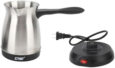 Sanpyl Electric Turkish Coffee Maker Stainless Steel Turkey Coffee Pot Arabic Greek Coffee 600ml 600W Coffee Tea Milk Heating Kettle Removable Anti Scald Handle 5-6 Cups