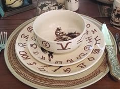 Broncs &amp Brands 12 Piece Dinnerware Set of Four Place Settings Including Dinner Plates Salad Plates and Dinner Bowls