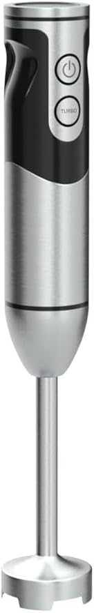 MegaWise Stainless Steel Titanium Reinforced 3-in-1 Immersion Hand Blender Powerful with 80% Sharper Blades 12-Speed Corded Blender Including Whisk and Milk Frother (3-in 1 Black)