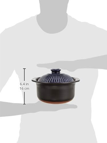 Ginpo Pottery Chrysanthemum Rice Earthenware Pot (2 Cups Cooking Lapis) Banko Ware Double Lid Earthenware Pot Rice Cooking Ginpo Rice Cooker