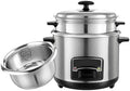 Rice Cooker and Steamer with Keep Warm Function 304 Stainless Steel Liner Includes Spatula and Measuring Cup for 1-11 People(6L)