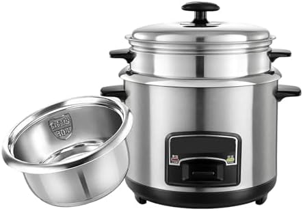 Rice Cooker and Steamer with Keep Warm Function 304 Stainless Steel Liner Includes Spatula and Measuring Cup for 1-11 People(6L)