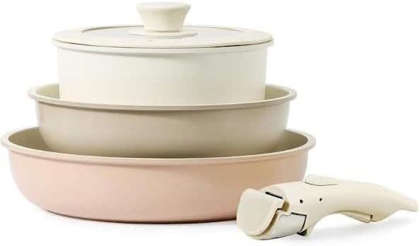 For 5 Piece Granite Nonstick Stainless-Steel Cookware Set with Lids in Multicolor