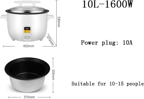 Large Capacity Rice Cooker 8L-23L for Hotels and Canteens Ideal for Feeding 4-40 People Old-Fashioned Design for Home and Commercial Use(10L)