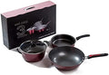 3Pcs Kitchen Cookware Set Non- Stick Cookware Frying Pan Cooking Pot &amp Pan Saucepan with Glass lid Home