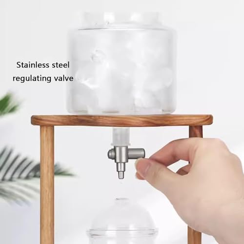 Cold Brew Drip Tower with Adjustable Water FlowPortable Cold Brew Drip Tower - Adjustable Iced Coffee Maker with Glass Carafe &amp Wooden Bracket - Perfect for Home &amp Office Brewing - Enjoy Sm