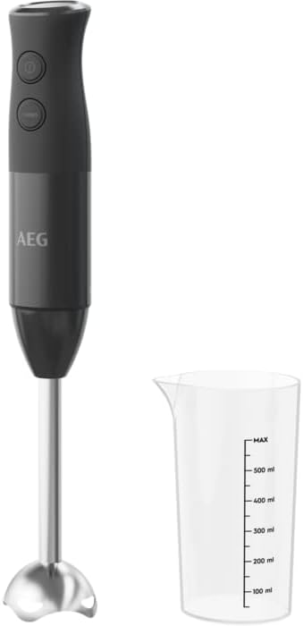 AEG HB4-1-4GG Hand Blender Power 600 W 2 Speeds Turbo Function Includes 0.6 L Cup with Measuring Cup Dishwasher Safe Cup BPA-Free Black