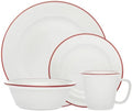 212 Main 1 x 1 x 1 inch Bistro Band Porcelain Dinnerware Set Red - 16 Piece
